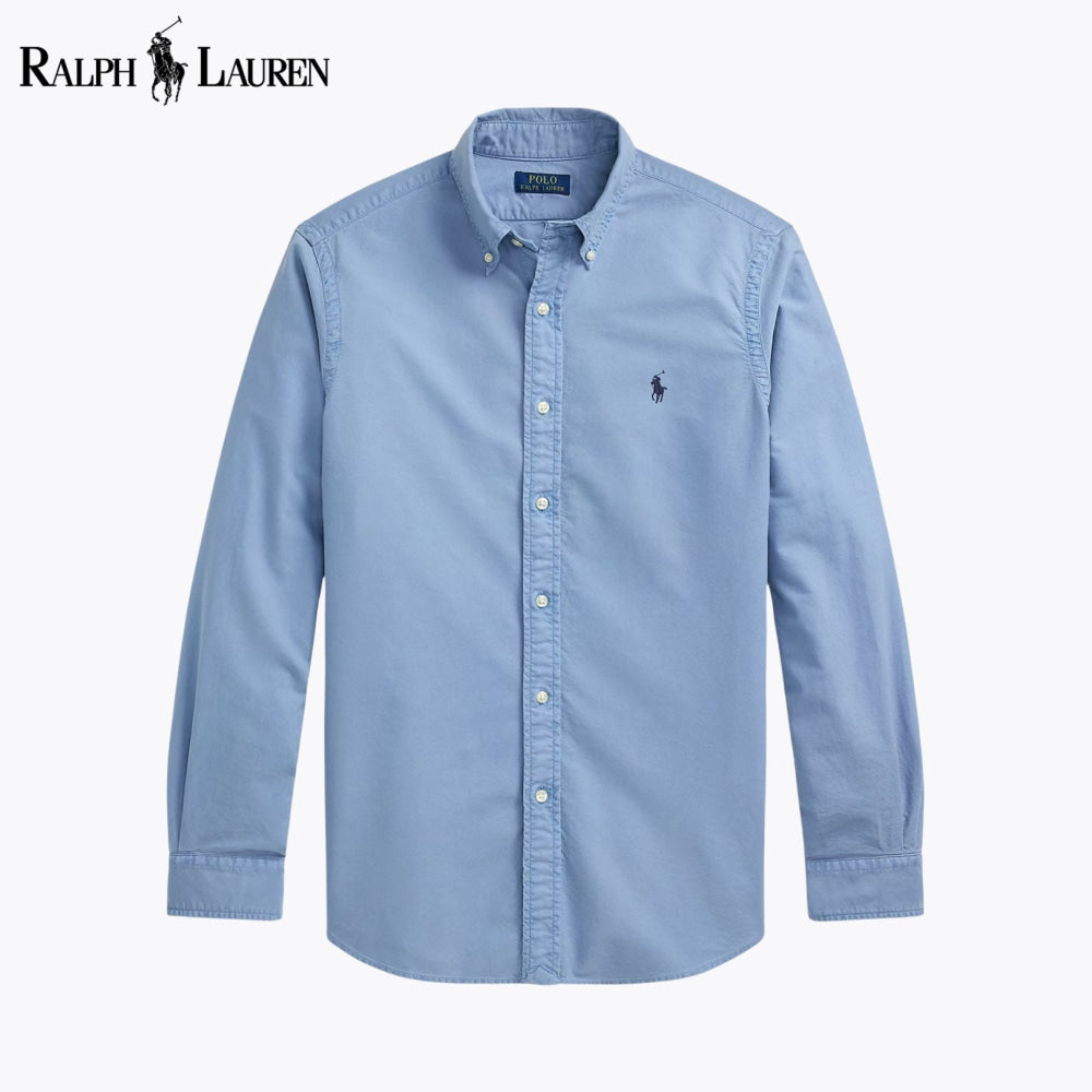 RL Slim Fit Garment-Dyed Oxford Shirt Channel Blue / S RL Slim Fit Garment-Dyed Oxford Shirt