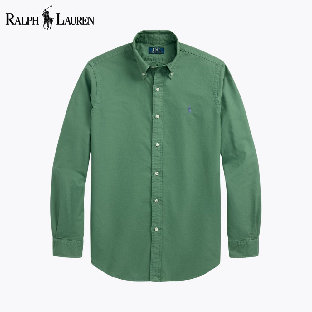 RL Slim Fit Garment-Dyed Oxford Shirt Green / S RL Slim Fit Garment-Dyed Oxford Shirt