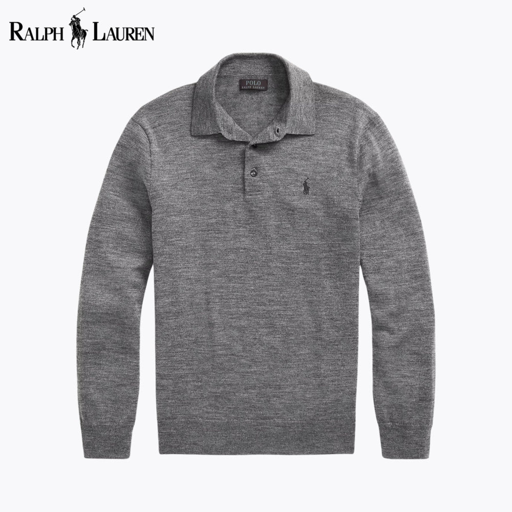 RL Wool Polo-Collar Jumper Grey / S RL Wool Polo-Collar Sweater