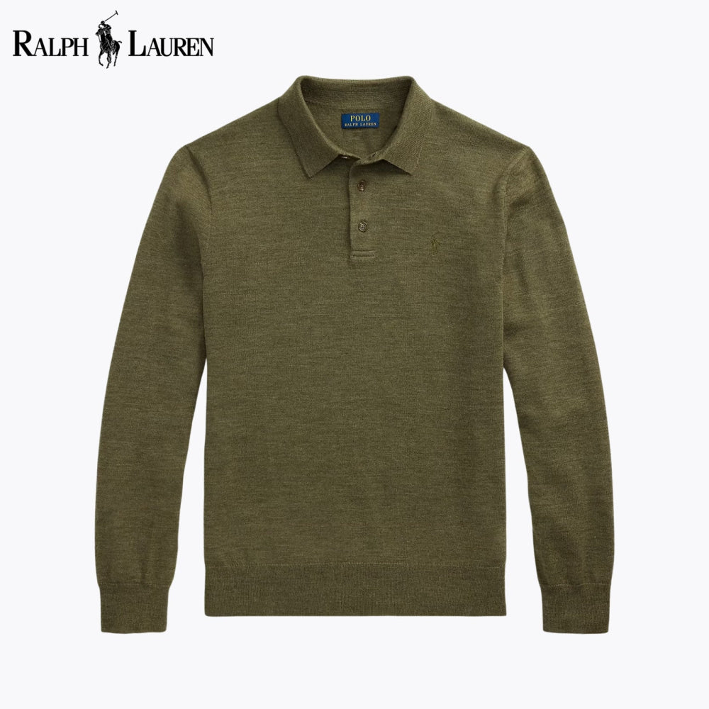 RL Wool Polo-Collar Jumper Olive / S RL Wool Polo-Collar Sweater