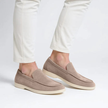 Modern Moccasin Style in Sand Beige Suede