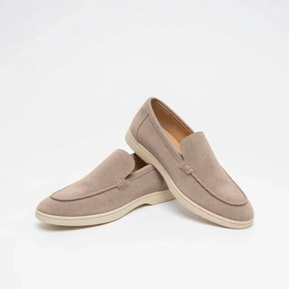 Modern Moccasin Style in Sand Beige Suede