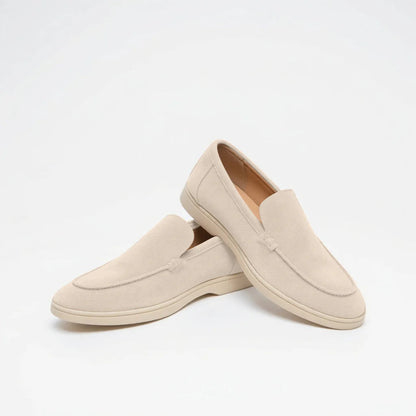 Modern Moccasin Style in Sand Beige Suede