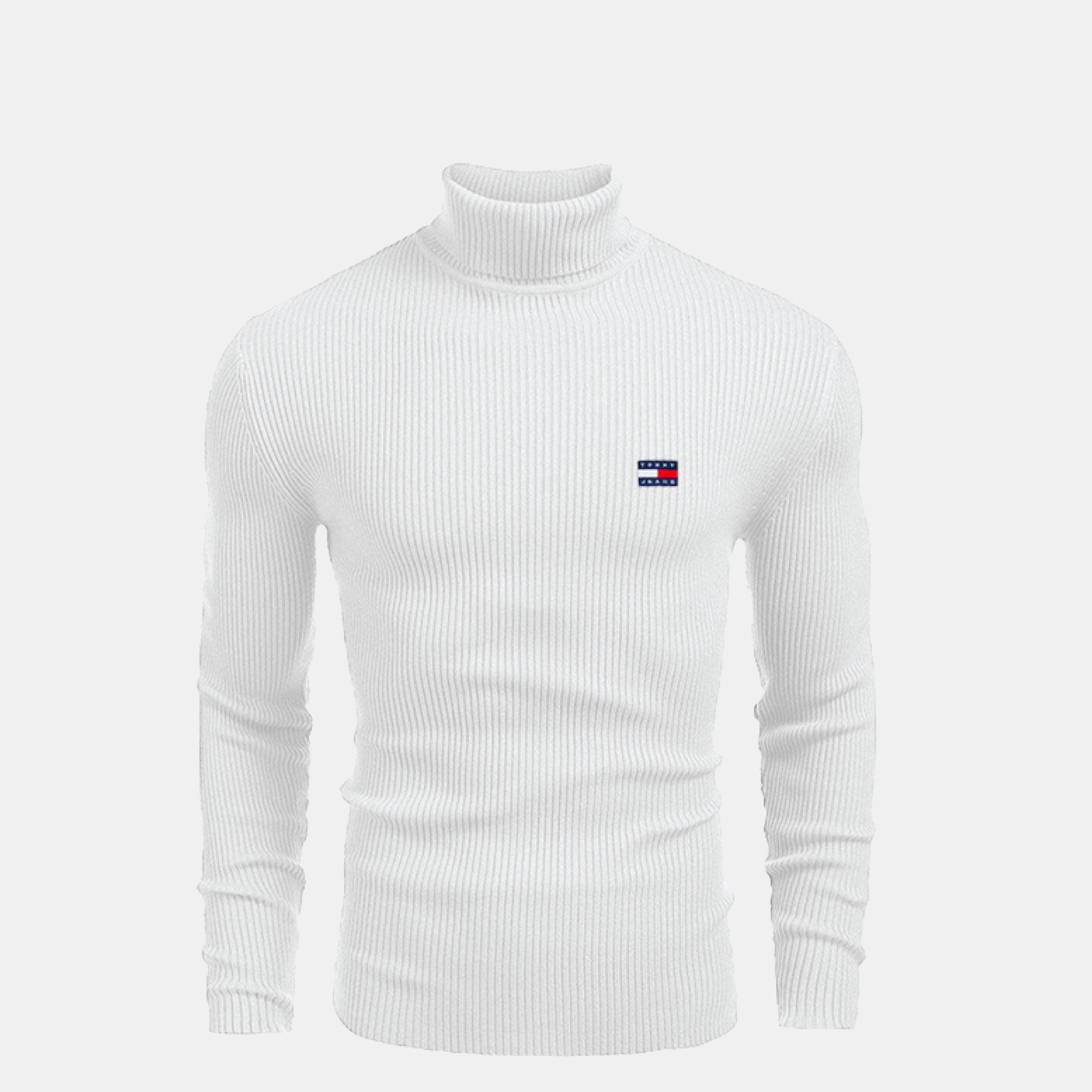 TH Turtleneck Cable-Knit Wool Sweater White / S TH Turtleneck Cable-Knit Wool Sweater