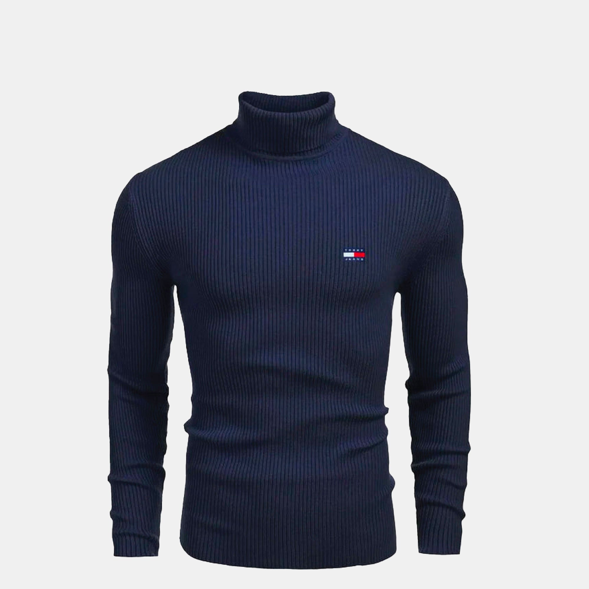TH Turtleneck Cable-Knit Wool Sweater Blue / S TH Turtleneck Cable-Knit Wool Sweater