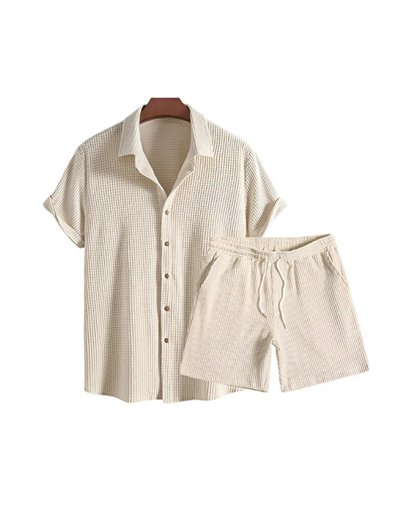 Summer Set in Textured Cotton – Elegant Comfort in Natural Tone