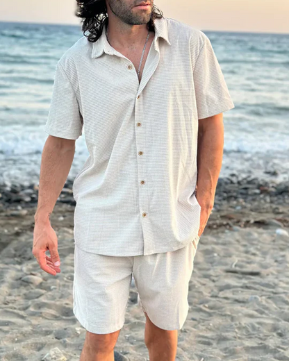 Summer Set in Textured Cotton – Elegant Comfort in Natural Tone