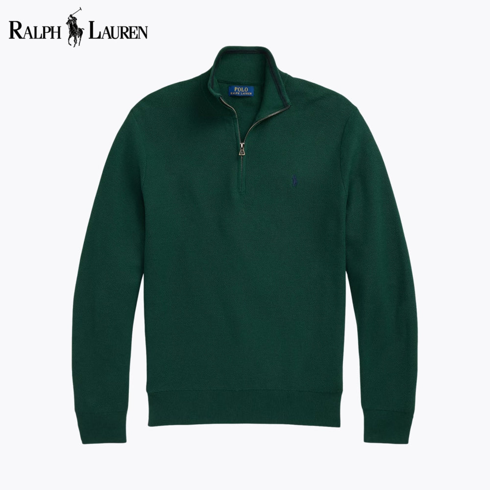 RL Mesh-Knit Cotton Quarter-Zip Sweater Vintage Pine / S RL Mesh-Knit Cotton Quarter-Zip Sweater